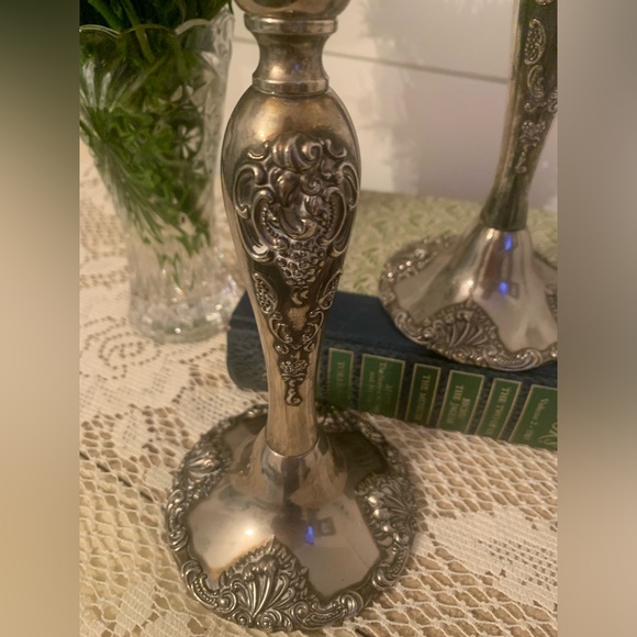 Pair godinger silver candleholders. These are heavy - Picture 2 of 4